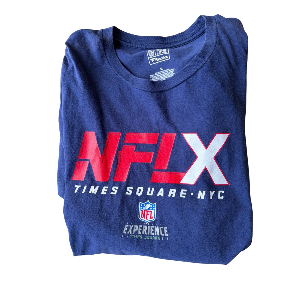 NFLX Pro Line Fanatics Mens XL Long Sleeve T-Shirt NFLX Times Square NYC Navy